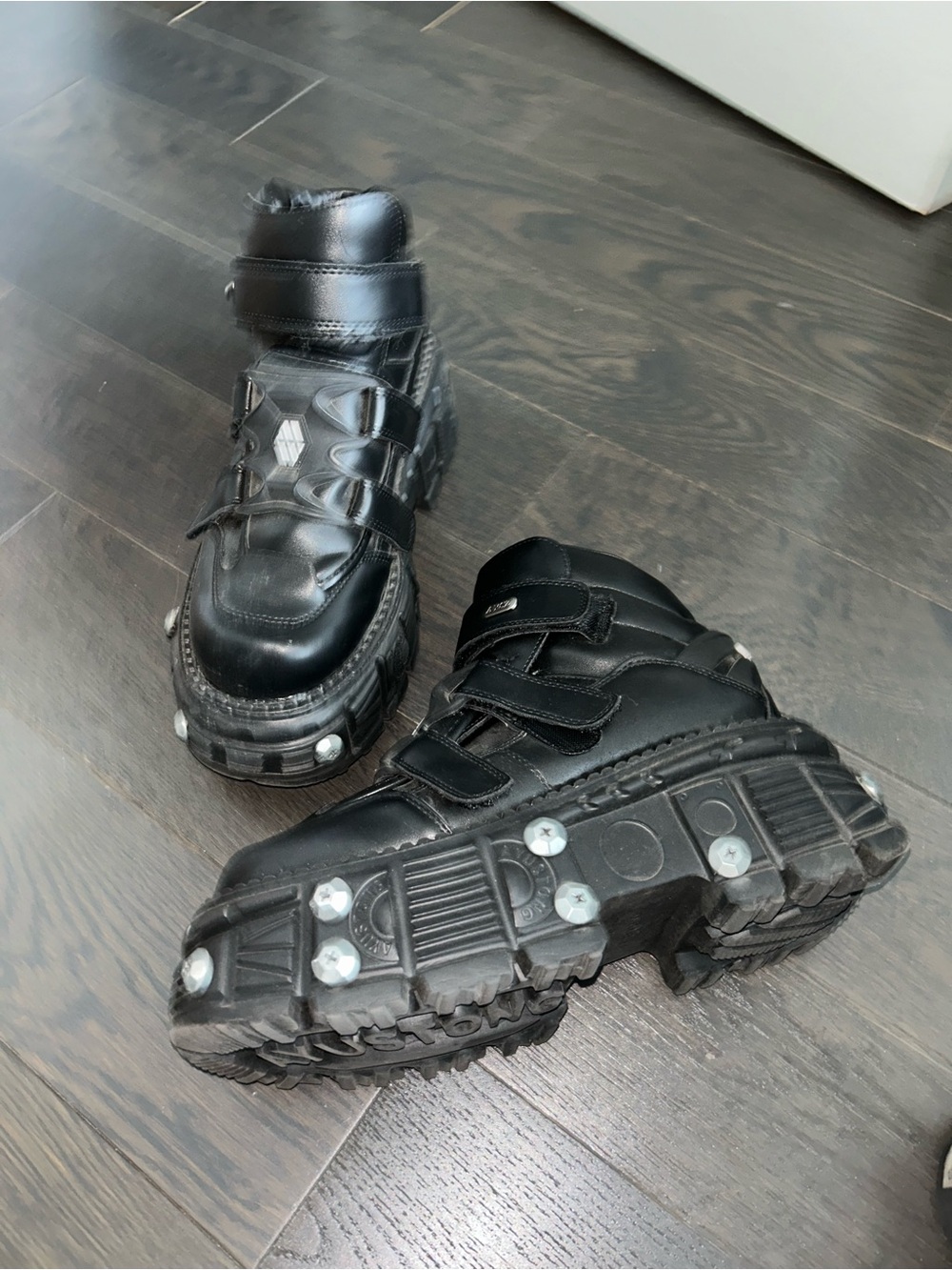Black Chunky Platform Velcro Sneakers